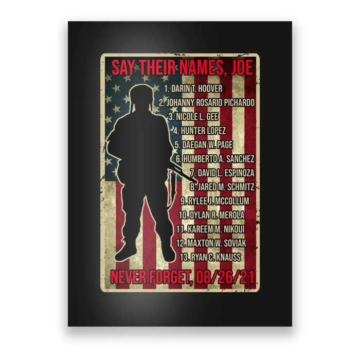 Say Their Names Joe Of 13 Fallen Soldiers Tribute Poster | TeeShirtPalace