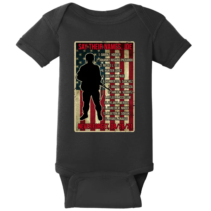 Say Their Names Joe Of 13 Fallen Soldiers Tribute Baby Bodysuit