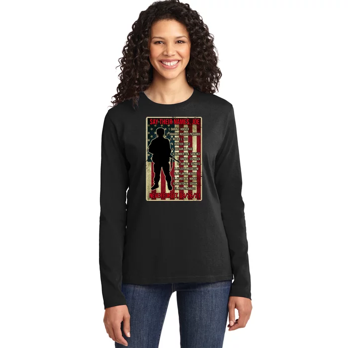 Say Their Names Joe Of 13 Fallen Soldiers Tribute Ladies Long Sleeve Shirt