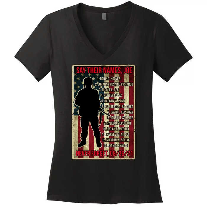 Say Their Names Joe Of 13 Fallen Soldiers Tribute Women's V-Neck T-Shirt