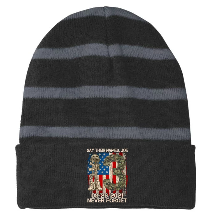 Say Their Names Joe 082621 Never Forget Striped Beanie with Solid Band