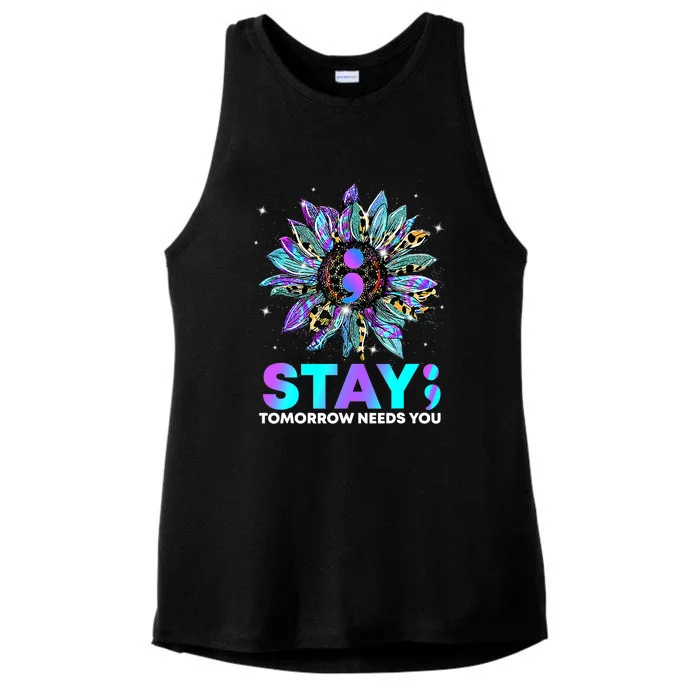 Stay Tomrrow Needs You Suicide Prevention Awareness Ladies Tri-Blend Wicking Tank