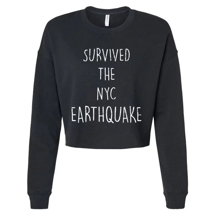 Survived The Nyc Earthquake April 5th 2024 Funny Trendy Meme Cropped Pullover Crew