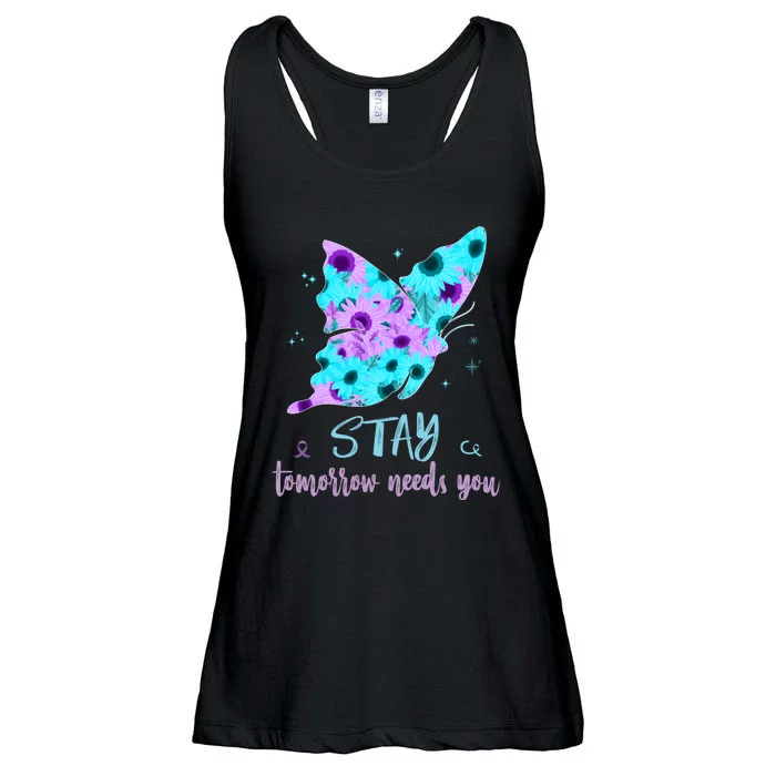 Stay Tomorrow Needs You Mental Health Awareness Support Ladies Essential Flowy Tank