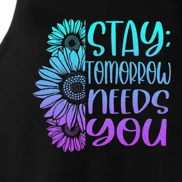 Stay Tomorrow Needs You Suicide Prevention Awareness Ladies Tri-Blend Wicking Tank