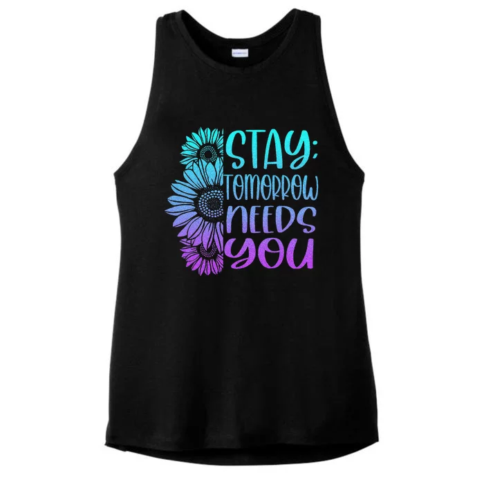 Stay Tomorrow Needs You Suicide Prevention Awareness Ladies Tri-Blend Wicking Tank