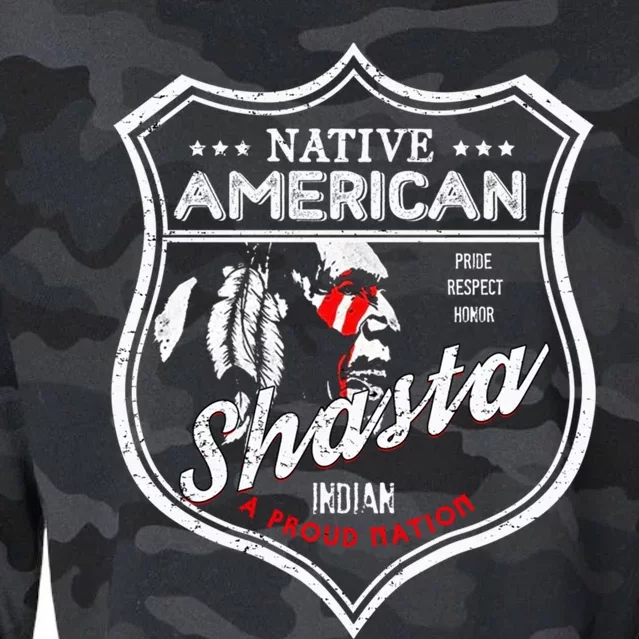 Shasta Tribe Native American Indian Strong Pride Badge Gift Cropped Pullover Crew