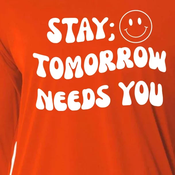 Stay Tomorrow Needs You Retro Mental Health Cooling Performance Long Sleeve Crew