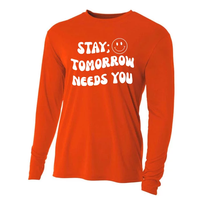 Stay Tomorrow Needs You Retro Mental Health Cooling Performance Long Sleeve Crew