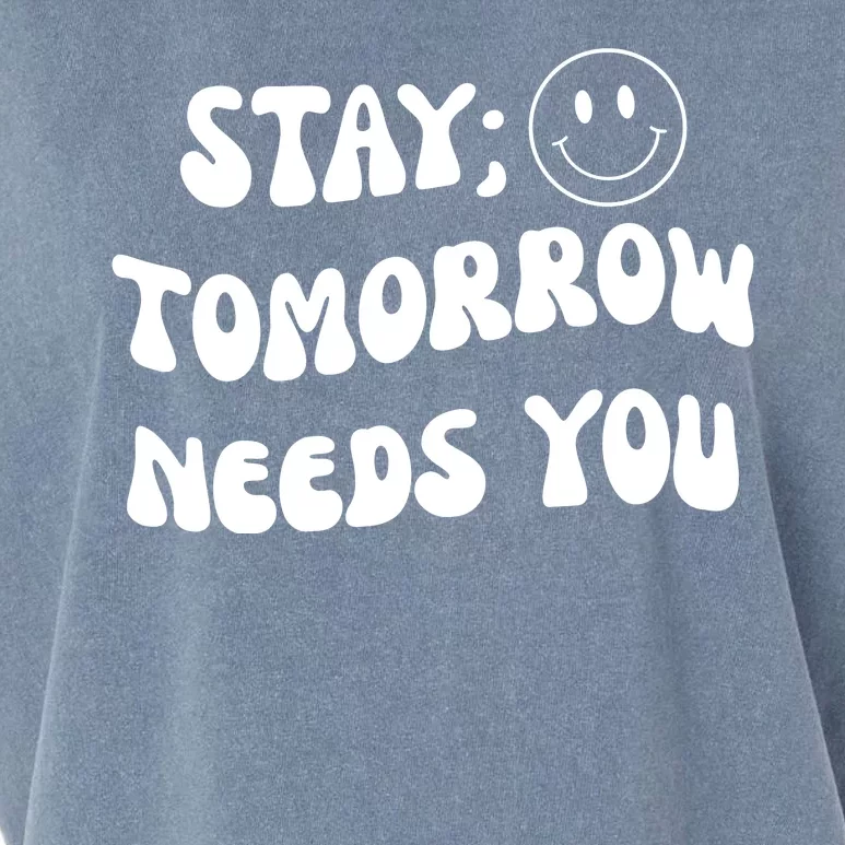 Stay Tomorrow Needs You Retro Mental Health Garment-Dyed Women's Muscle Tee