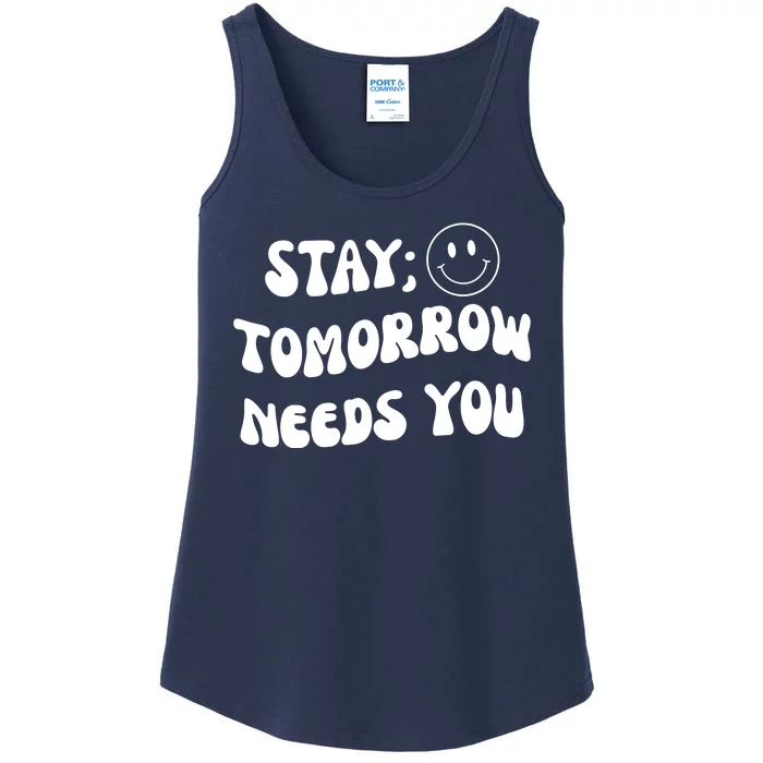 Stay Tomorrow Needs You Retro Mental Health Ladies Essential Tank