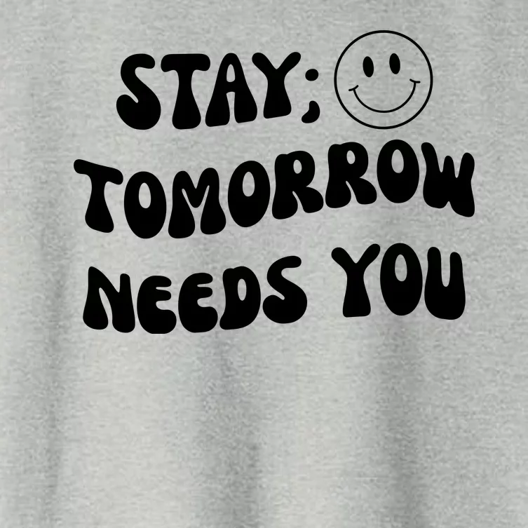 Stay Tomorrow Needs You Retro Mental Health Women's Crop Top Tee