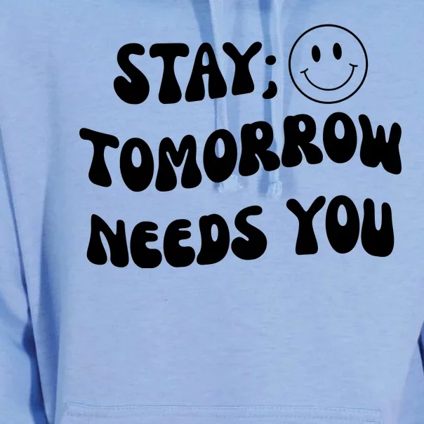 Stay Tomorrow Needs You Retro Mental Health Unisex Surf Hoodie