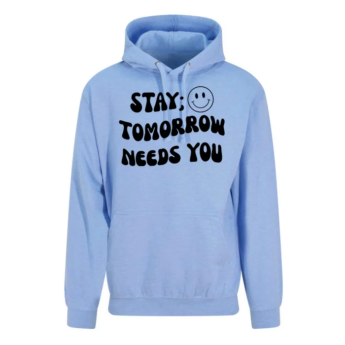 Stay Tomorrow Needs You Retro Mental Health Unisex Surf Hoodie