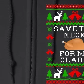 Save The Neck For Me Clark Christmas Vacation Quote Ugly Christmas Sweater Full Zip Hoodie