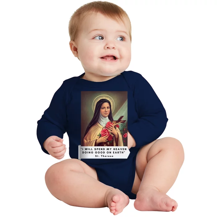 St Therese Of Lisieux Saint Therese Of Jesus Catholic Cute Gift Baby Long Sleeve Bodysuit