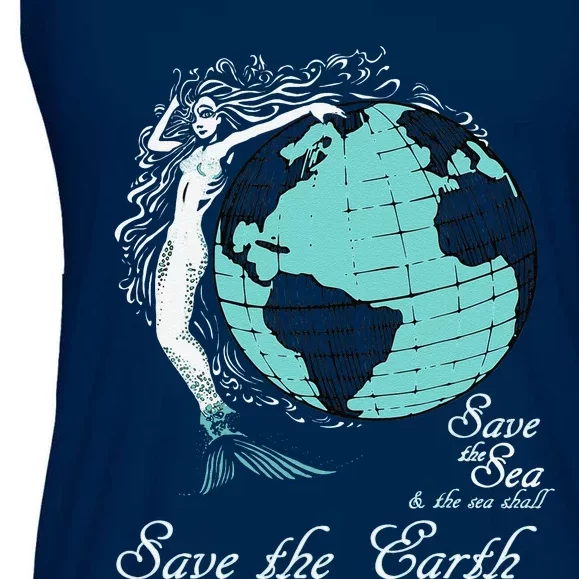 Save The Ocean Environmental Vintage Mermaid Ladies Essential Flowy Tank