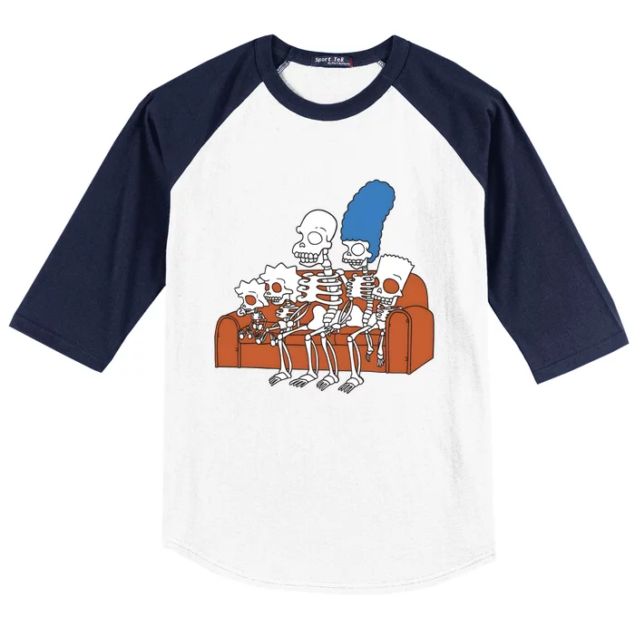 Skeletons Treehouse Of Horror Couch Gag Halloween Baseball Sleeve Shirt