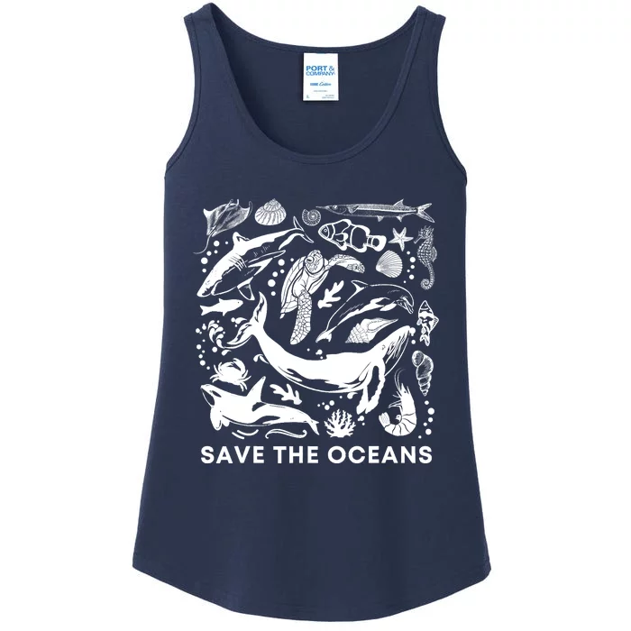 Save the Oceans-Whale Turtle Orca, Climate change-sea lover Ladies Essential Tank