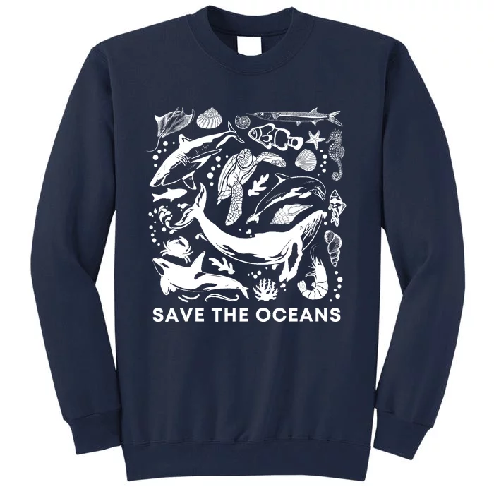 Save the Oceans-Whale Turtle Orca, Climate change-sea lover Tall Sweatshirt