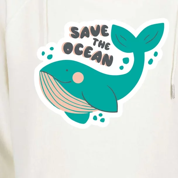 Save The Ocean Whale Illustration Great Gift Womens Funnel Neck Pullover Hood