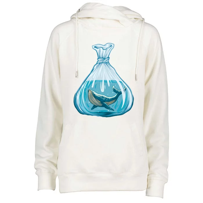 Save The Ocean Whale In A Plastic Bag Meaningful Gift Womens Funnel Neck Pullover Hood