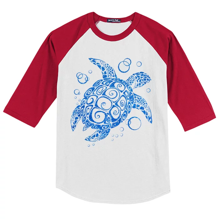 Sea Turtle Ocean Animals Kids Colorblock Raglan Jersey