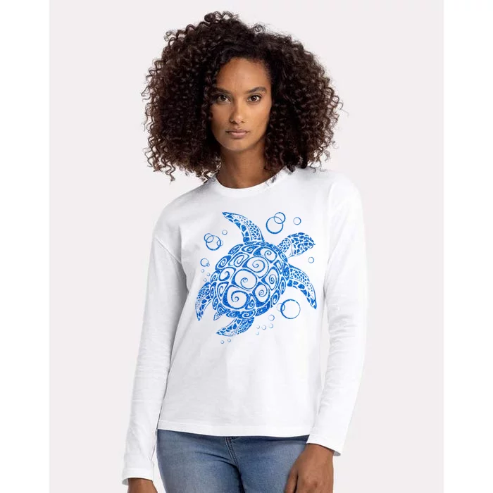 Sea Turtle Ocean Animals Womens Cotton Relaxed Long Sleeve T-Shirt