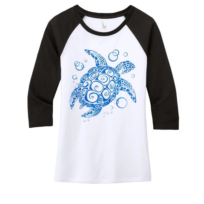 Sea Turtle Ocean Animals Women's Tri-Blend 3/4-Sleeve Raglan Shirt