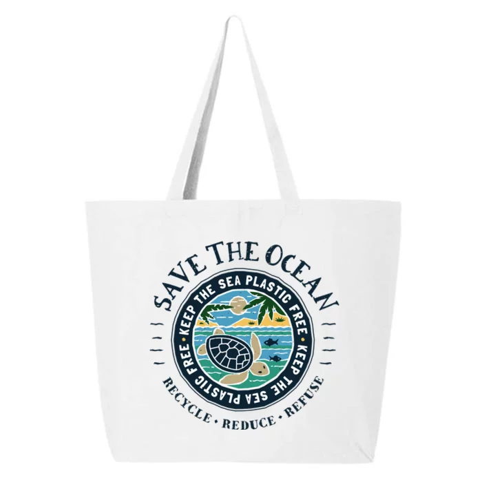 Save The Ocean Keep The Sea Plastic Free Turtle Scene 25L Jumbo Tote