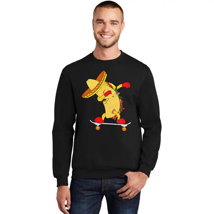 Skateboarding Taco on Skateboard Gift for Skater Tall Sweatshirt