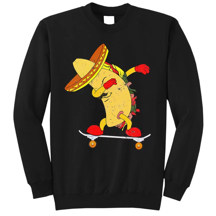 Skateboarding Taco on Skateboard Gift for Skater Tall Sweatshirt