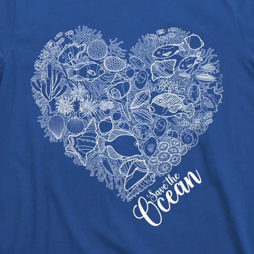 Save The Ocean Sea Love Heart Great Gift For Valentines Day T-Shirt