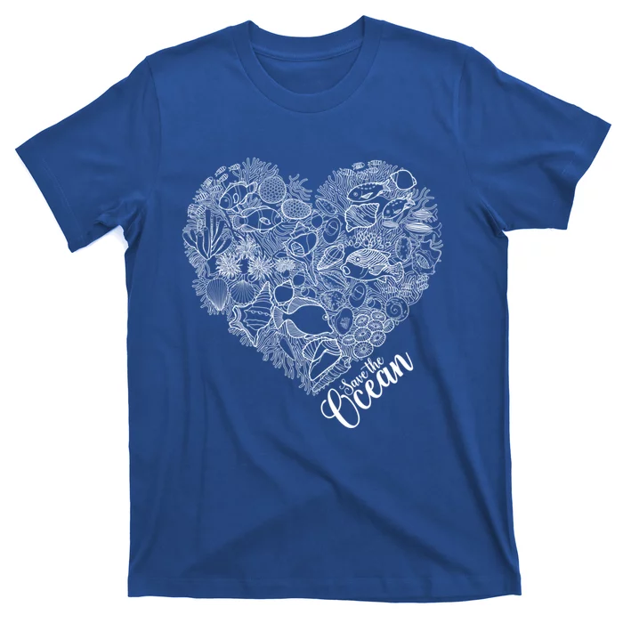 Save The Ocean Sea Love Heart Great Gift For Valentines Day T-Shirt