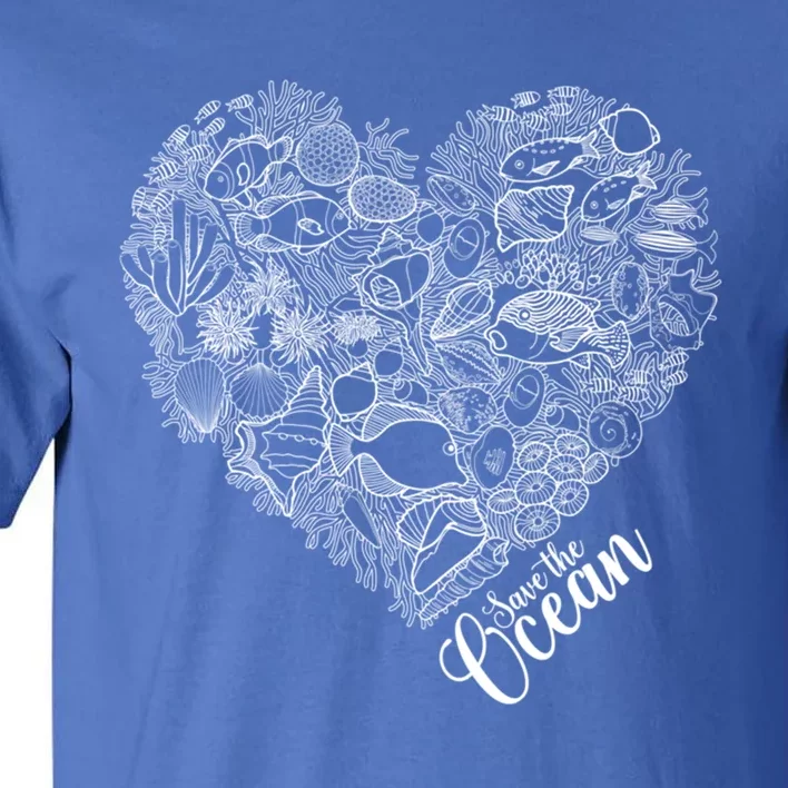 Save The Ocean Sea Love Heart Great Gift For Valentines Day Tall T-Shirt