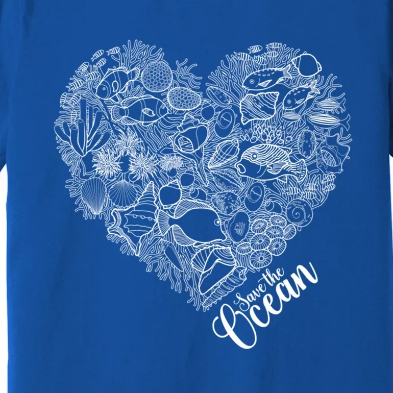 Save The Ocean Sea Love Heart Great Gift For Valentines Day Premium T-Shirt