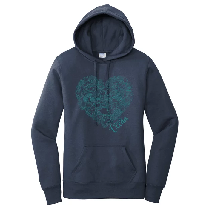 Save The Ocean Sea Love Heart Gift Women's Pullover Hoodie