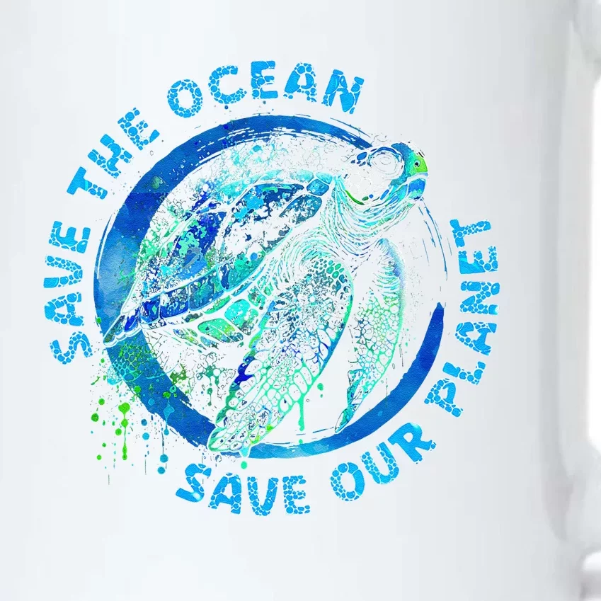 Save The Ocean Earth Day Nature Lover Turtle Black Color Changing Mug