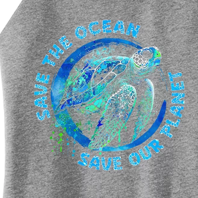 Save The Ocean Earth Day Nature Lover Turtle Women’s Perfect Tri Rocker Tank