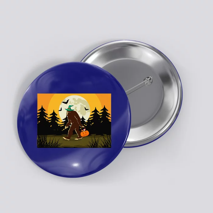 Sasquatch Trick Or Treating Funny Halloween Bigfoot Button