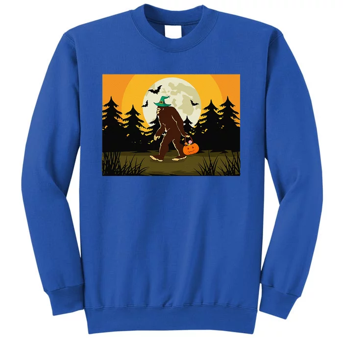 Sasquatch Trick Or Treating Funny Halloween Bigfoot Tall Sweatshirt