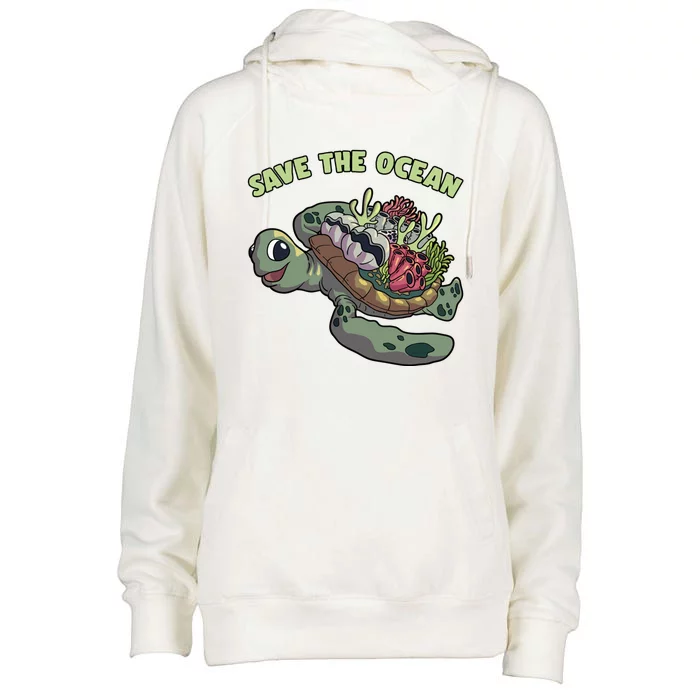 Save The Ocean Sea Turtle Coral Reef Marine Environtal Gift Womens Funnel Neck Pullover Hood