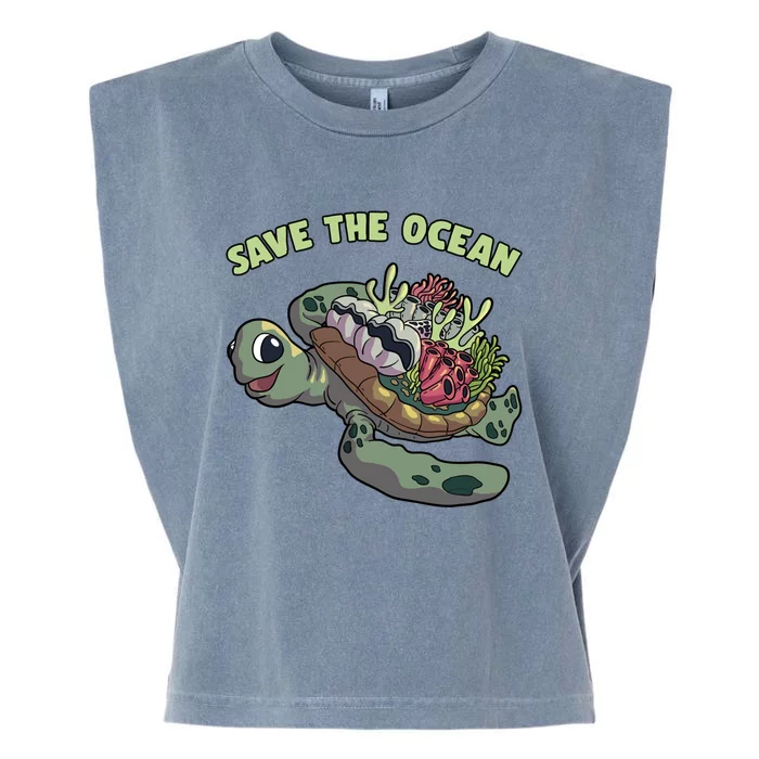 Save The Ocean Sea Turtle Coral Reef Marine Environtal Gift Garment-Dyed Women's Muscle Tee