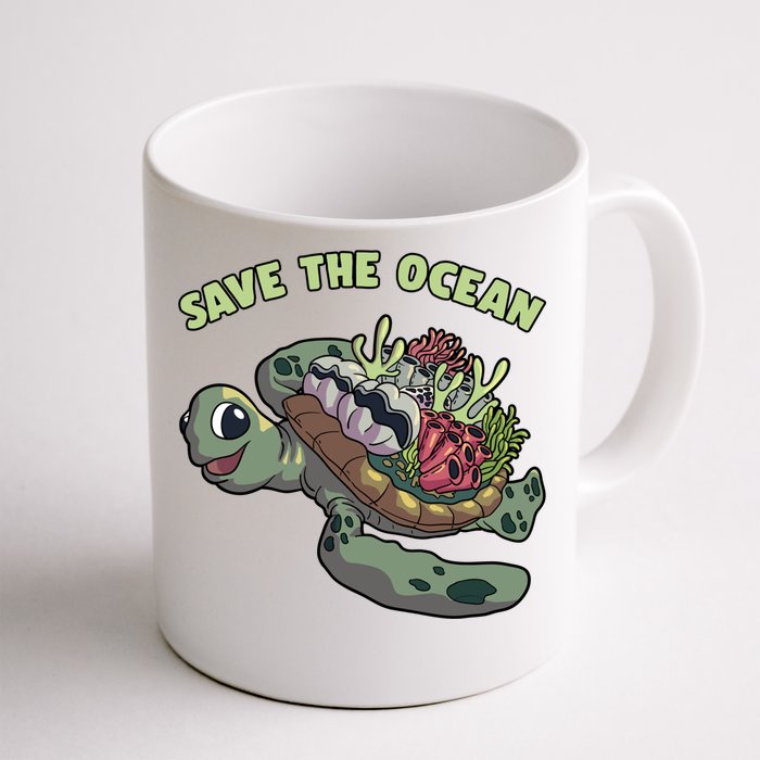 Save The Ocean Sea Turtle Coral Reef Marine Environtal Gift Front & Back Coffee Mug