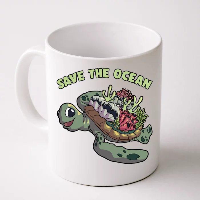 Save The Ocean Sea Turtle Coral Reef Marine Environtal Gift Front & Back Coffee Mug