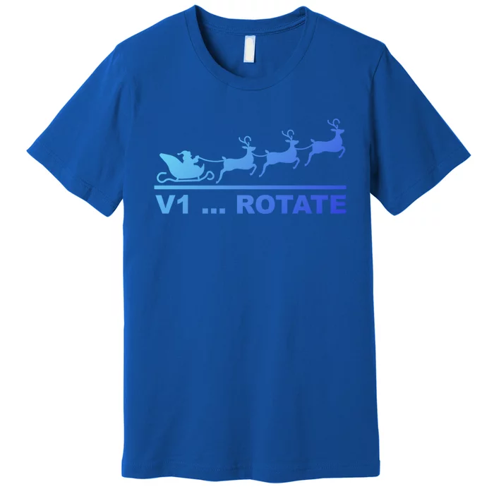 Santa Take Off Funny Pilot Airplane Christmas Gift Premium T-Shirt