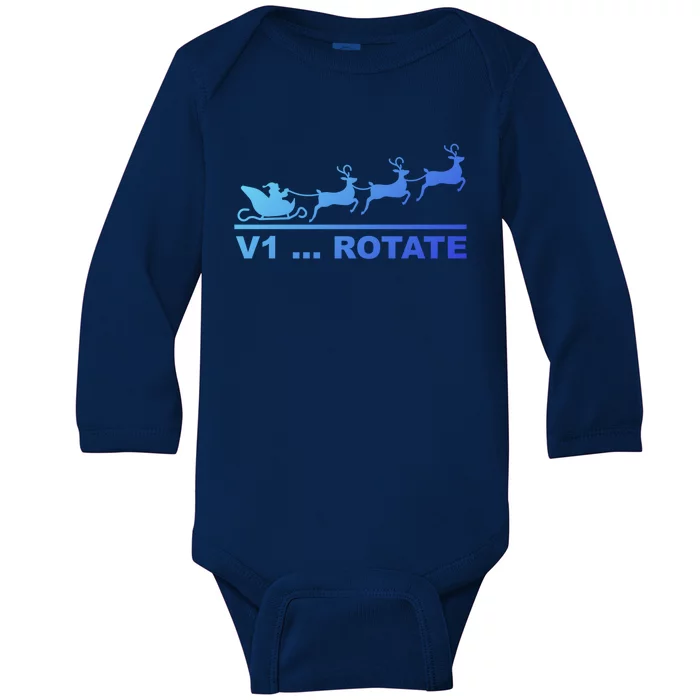 Santa Take Off Funny Pilot Airplane Christmas Gift Baby Long Sleeve Bodysuit