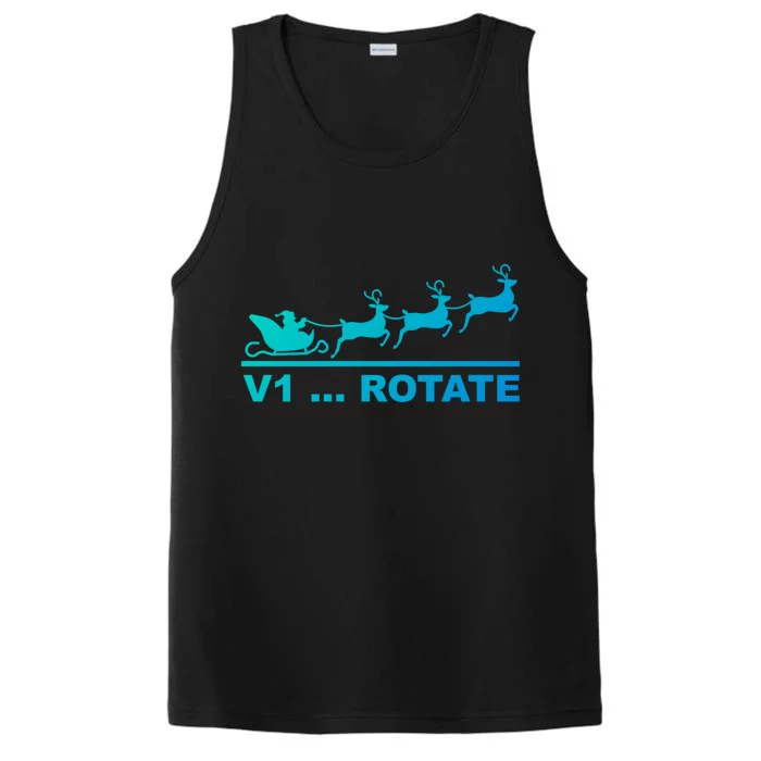 Santa Take Off Funny Pilot Airplane Christmas Gift Performance Tank