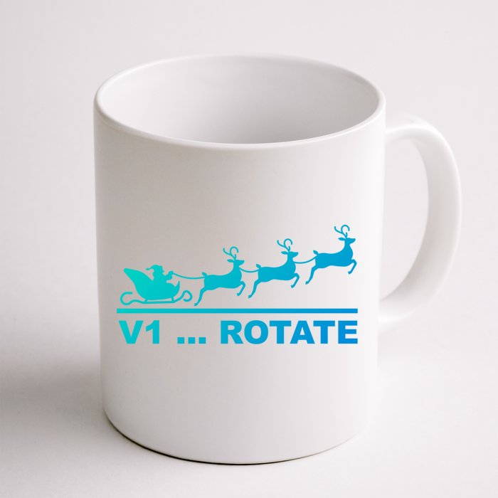 Santa Take Off Funny Pilot Airplane Christmas Gift Front & Back Coffee Mug