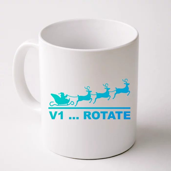 Santa Take Off Funny Pilot Airplane Christmas Gift Front & Back Coffee Mug